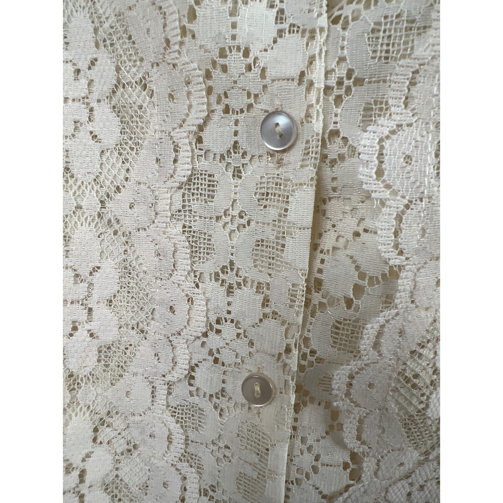 Vtg Carefree Fashions Skirt Top Set Women M Cream Lace Puff Sleeve Arizona USA - Picture 10 of 16